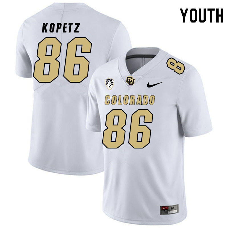 Youth #86 Brady Kopetz Colorado Buffaloes College Football Jerseys Stitched Sale-White
